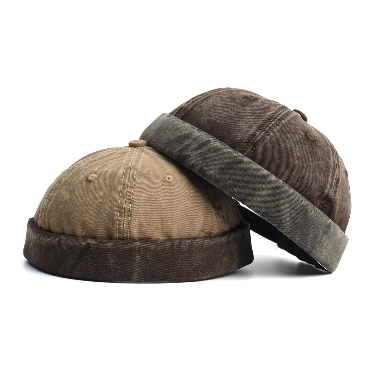 Gorro Docker lavado sin ala, gorro sin visera, Color sólido, Retro, Vintage, estilo callejero, Gorras para exteriores para primavera y otoño