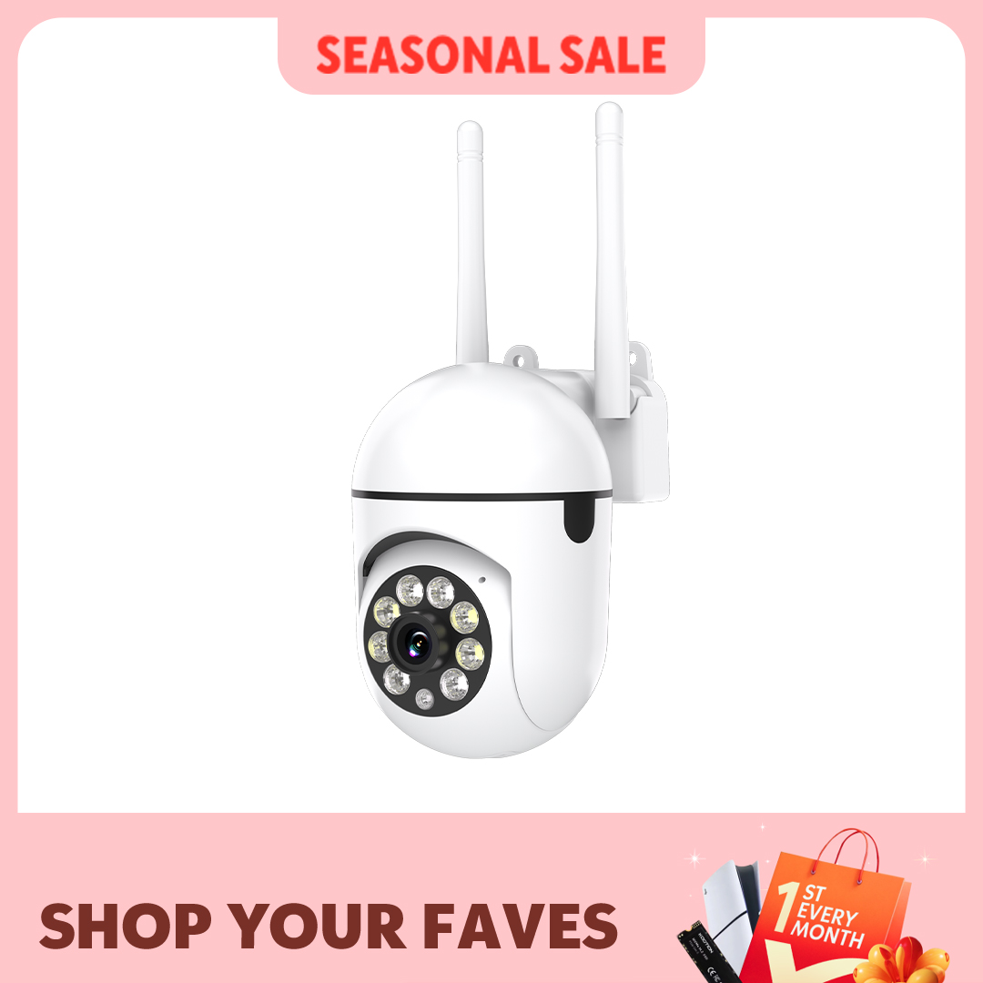 Ease Life APP Telecamera di sicurezza WiFi wireless 1080P HD per interni/esterni, visione notturna a colori, audio bidirezionale, 360 °   Pan/Inclinazione/Zoom