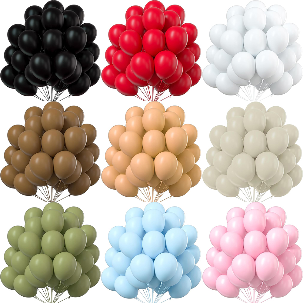 5/10/12 cali Czarne Czerwone Białe Balony Retro Brązowa Skóra Biały Piasek Szałwia Zielony Niebieski Różowy Balon Urodziny Przyjęcie Wesele Dekoracja