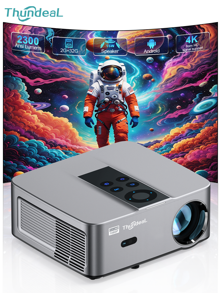 ธันเดียล 1080P โปรเจคเตอร์ TD98 มินิไวไฟ แอนดรอยด์แบบพกพาโปรเจคเตอร์ Full HD TD98Mini 4K โฮมเธียเตอร์ภาพยนตร์โรงภาพยนตร์บีมเมอร์