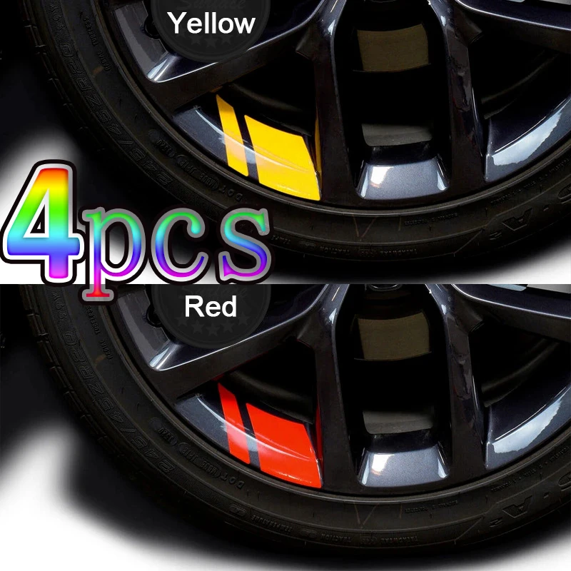 1/4pcs สติกเกอร์รถสะท้อนแสงรถล้อไวนิลสติกเกอร์ Mark Stripe Racing ล้อ Hub สําหรับตกแต่งรถสติกเกอร์