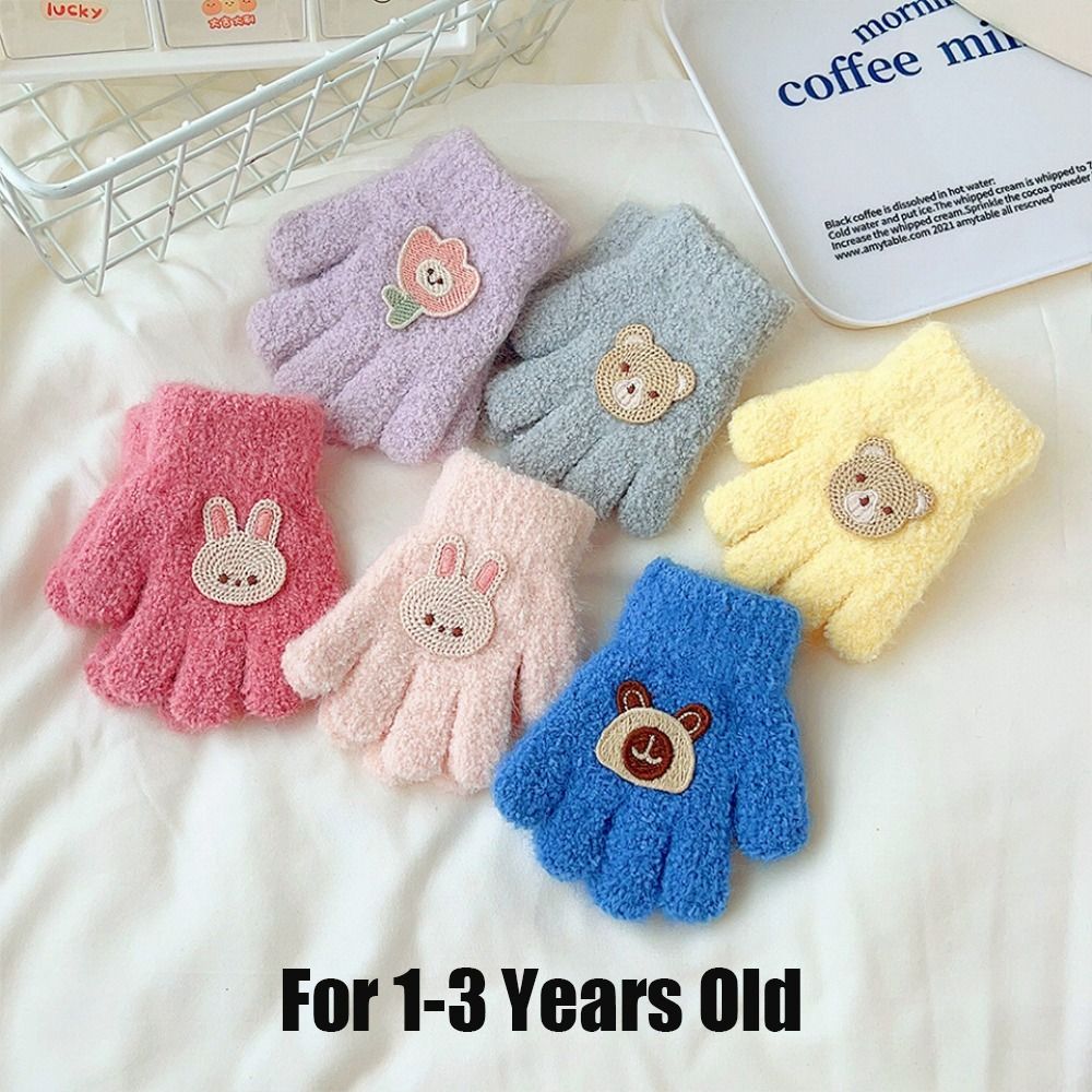 Guantes elásticos para niños y bebés, manoplas de dedo completo a prueba de frío, terciopelo grueso, mitones cálidos, Otoño e Invierno