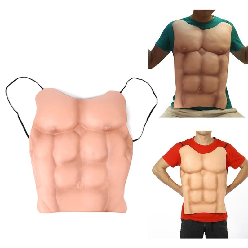 Músculo falso para hombre, pecho, músculo falso, pecho, músculo Abdominal, moldeador piel, Cosplays R7RF