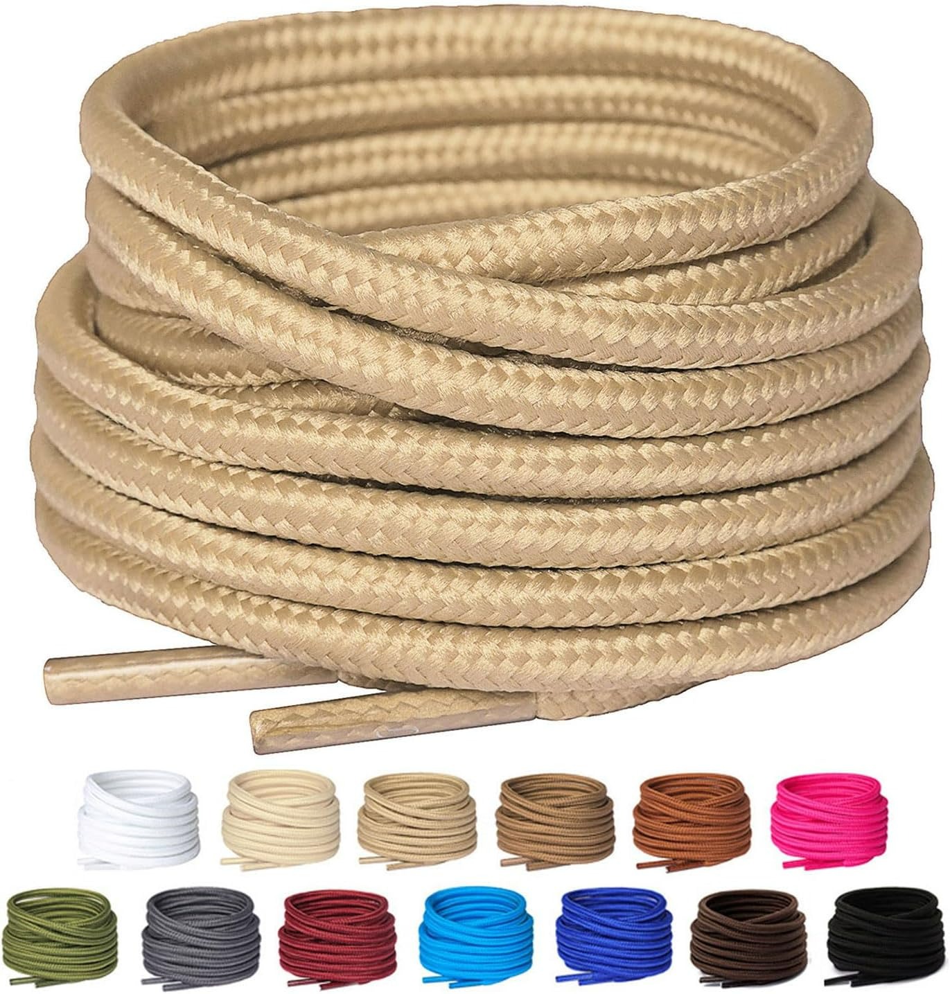 2 Pair Classic Round Shoelaces for Sneakers Boots Hiking Shoes Shoelace Oxford Heavy Duty and Durable Shoe Laces