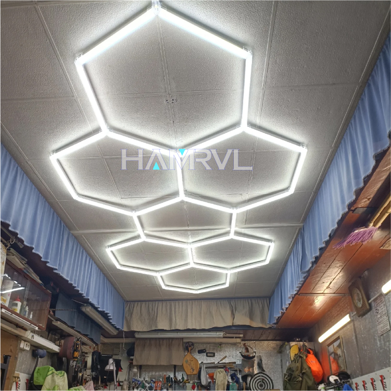 六角 LED 照明ガレージバーベキューショップ理髪店ジムバー車のディテールショールーム 4S ワークショップシーリングライトハニカムチューブ