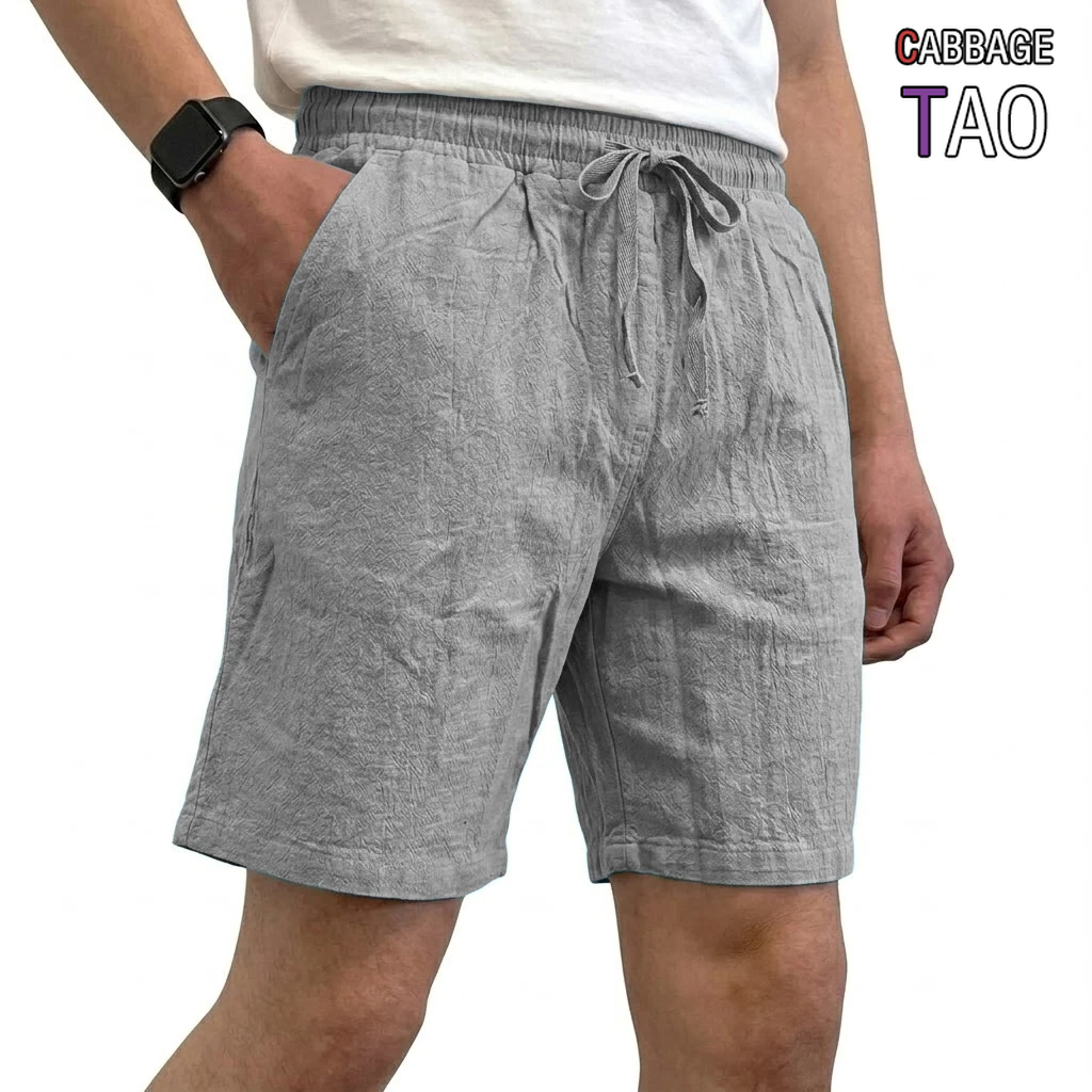 Mens Solid Casual Shorts Breathable Linen Blend Loose Bottoms Lightweight Summer Short Pants for Gym Yoga and Beach Daily Wear