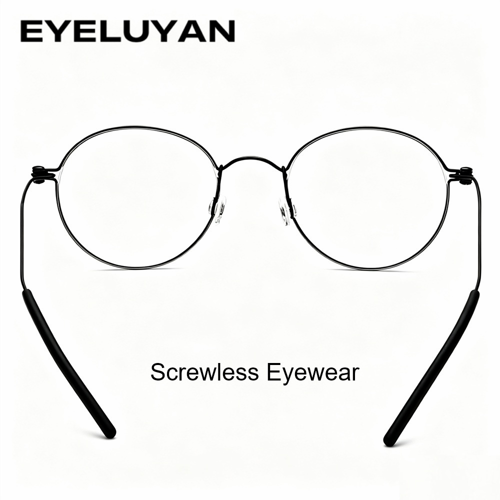 EYELUYAN, montura de gafas redondas pequeñas sin tornillos, ultraligeras, 5g, gafas de titanio puro para hombres y mujeres, gafas con montura retro
