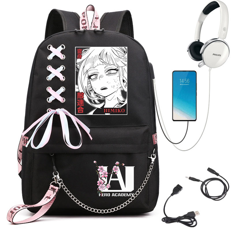 Sac à dos d'étudiant imprimé My Hero Academia avec sangles en sangle, sac d'école pour filles, sac à dos léger et décontracté