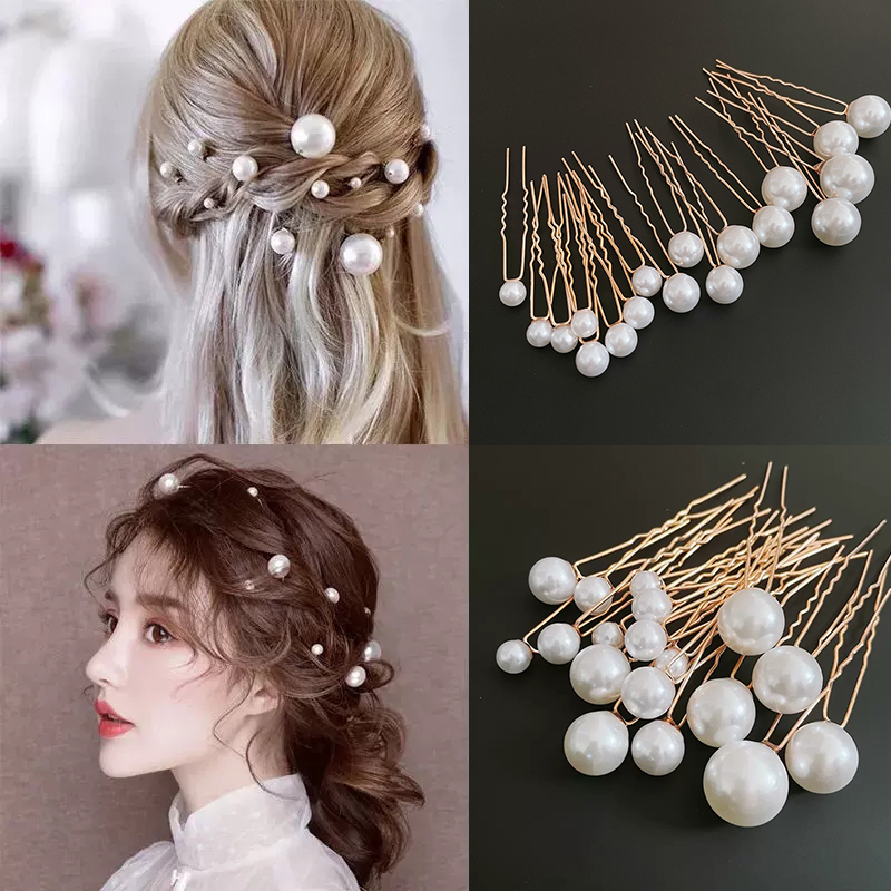 Mix Size U-vormige Pin Goud Kleur Barrette Clip Haarspelden Gesimuleerde Parels Bruids haarspeld Voor bruid Haaraccessoires Bruiloft Gereedschap