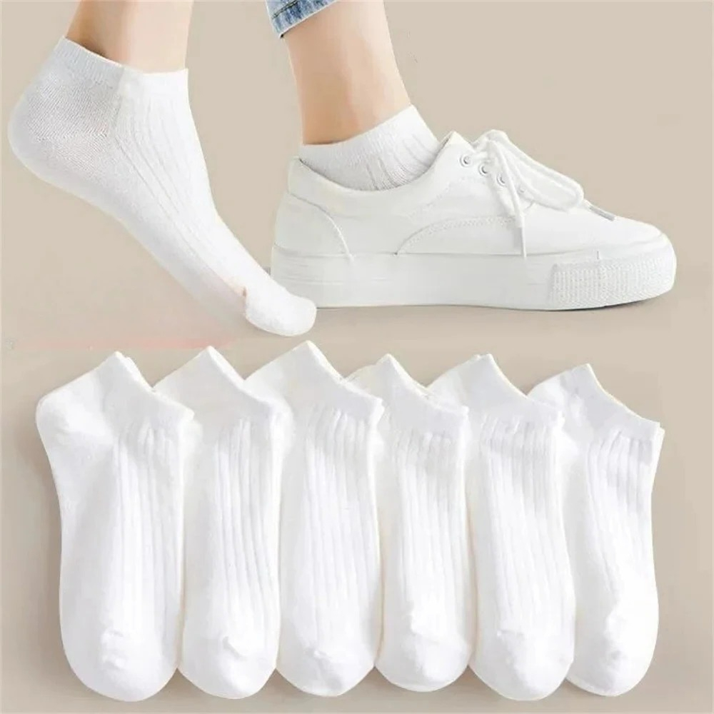 5 paires/pack de chaussettes invisibles pour femmes, chaussettes basses absorbant la transpiration pour filles, chaussettes blanches EU 36-42 pour femmes