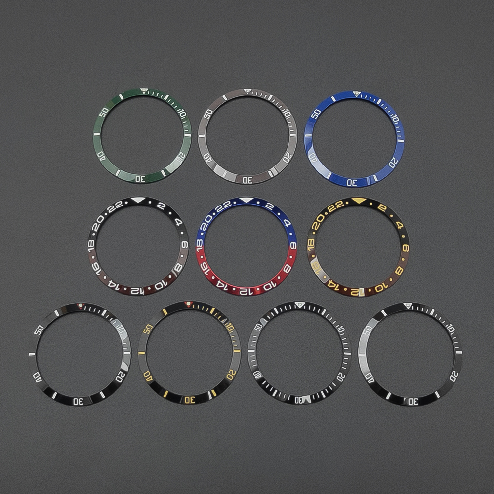 37mm ceramic bezel insert for men's watches, spare parts, bezel components, automatic watch replacement piece.