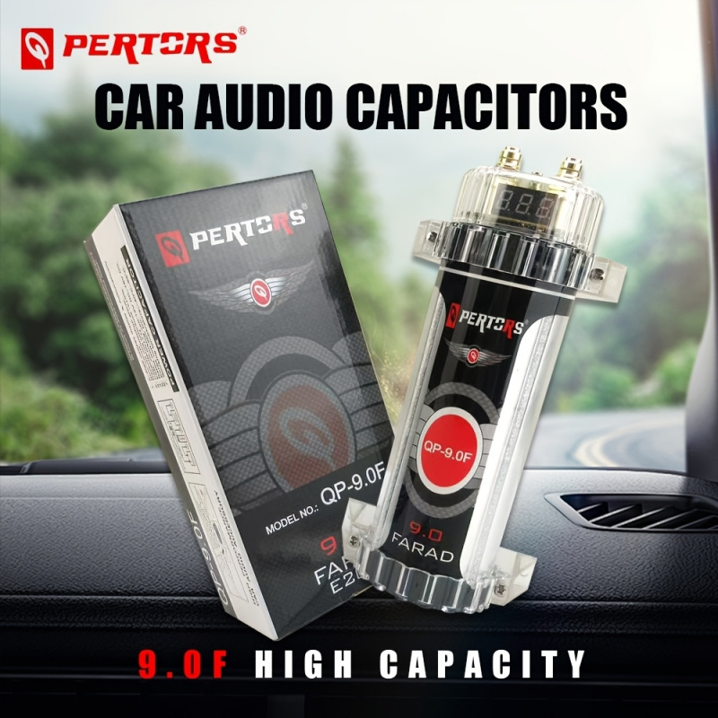 Pertos 9.0Farad hoogvermogen auto-audio condensatorstrip LED-display - Stabiele versterkeruitgang, verbeterde geluidskwaliteit, bedienbaar