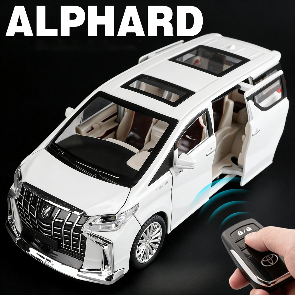 Modelo de Carro Controle Remoto 1:24 Alphard VS680, Modelos de Brinquedo com Corpo de Liga e Pneus de Borracha, Modelos de Veículos Comerciais com Música e Luz, Presentes