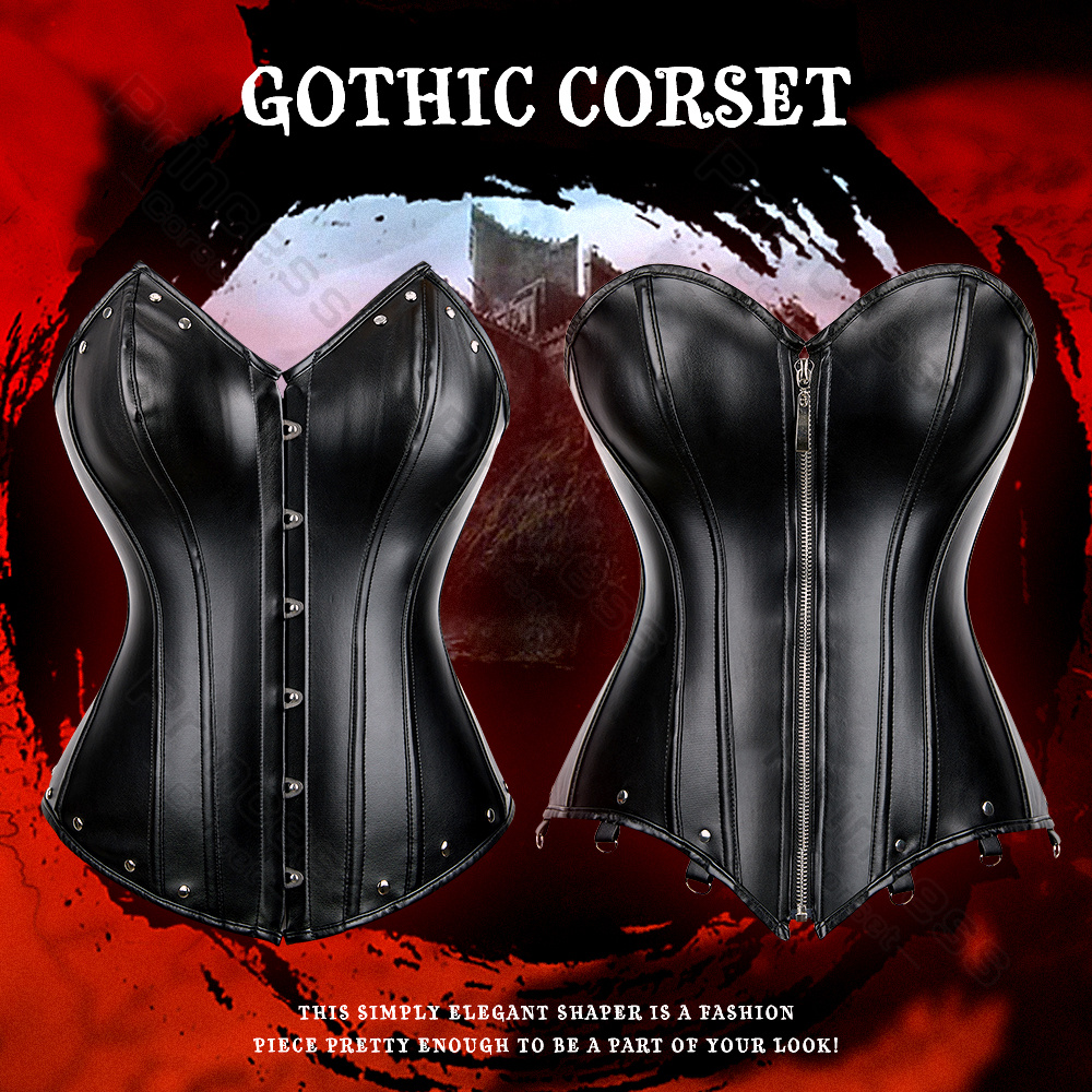 Corsets en Faux cuir pour femmes, grande taille, gothique, Bustier, Costume gothique noir, Steampunk, surbuste, haut en cuir Sexy