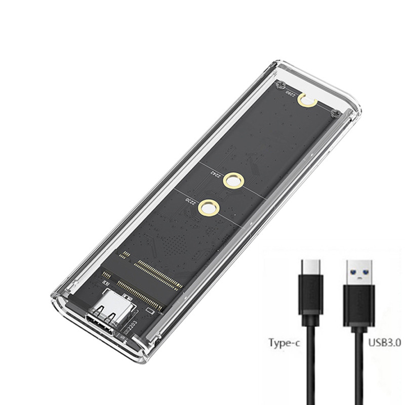 M.2 NVME PCIe NGFF SATA Dual Protocol SSD Case Clear USB Type C PCI-E M2 SSD Transparent External Enclosure Hard Disk Box