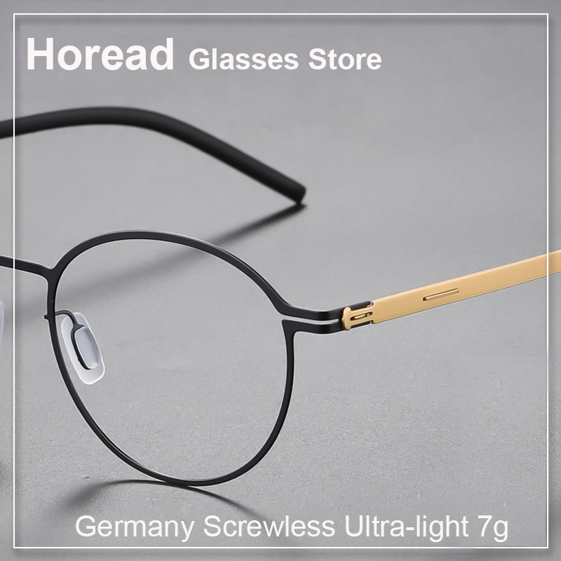 Alemanha moda redonda screwless ultra-leve óculos quadro masculino feminino marca designer tona óculos de aço inoxidável gafas