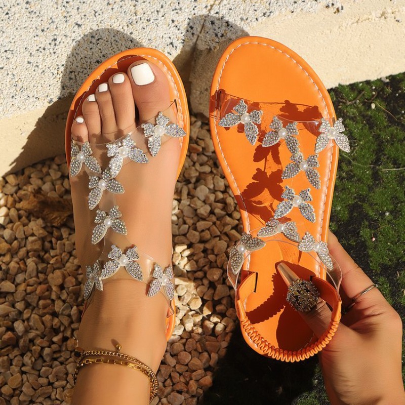 Women's Sandals Bohemia Style Sandals Summer 2025 New Flat Sandalias Mujer Beach PVC Sandals Summer Shoes Woman Elegant Footwear