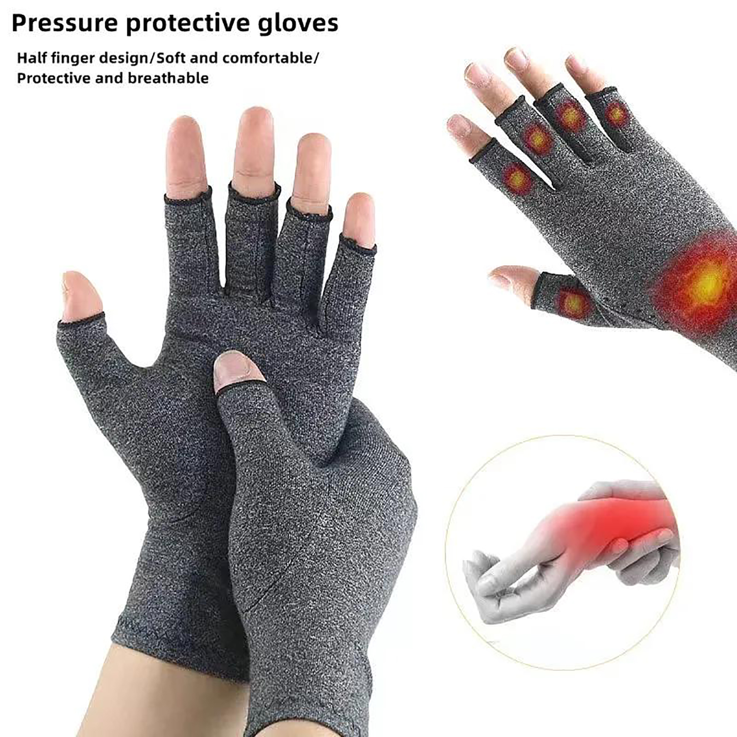 Guanti da artrite a compressione Guanti da compressione per sollievo dal dolore articolare in cotone Supporto per polso Tutore per mano Donna Uomo Guanti da compressione per polsino terapeutico