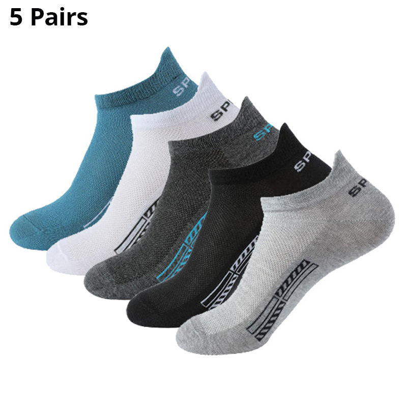 5/10/20 paires de chaussettes de sport en maille fine et respirante pour hommes, en Polyester, absorbant la sueur, chaussettes courtes