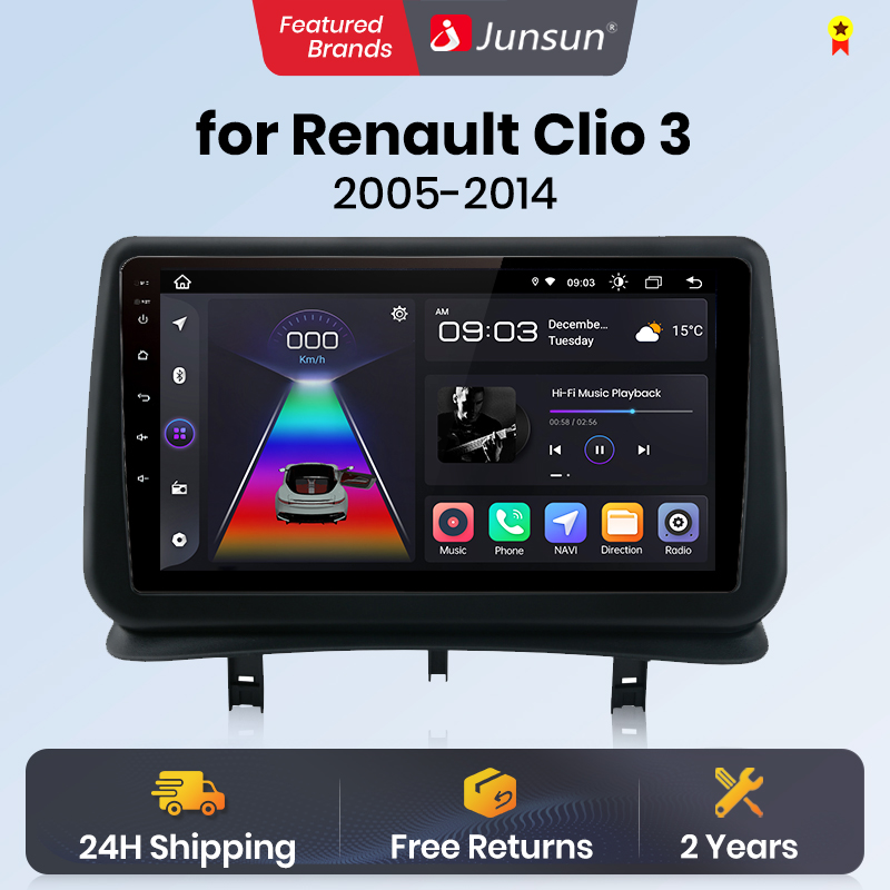 Junsun V1 AI Voice Wireless CarPlay Android Auto Radio для Renault Clio 3 2005-2014 4G Автомобильный мультимедийный GPS 2din авторадио WIFI