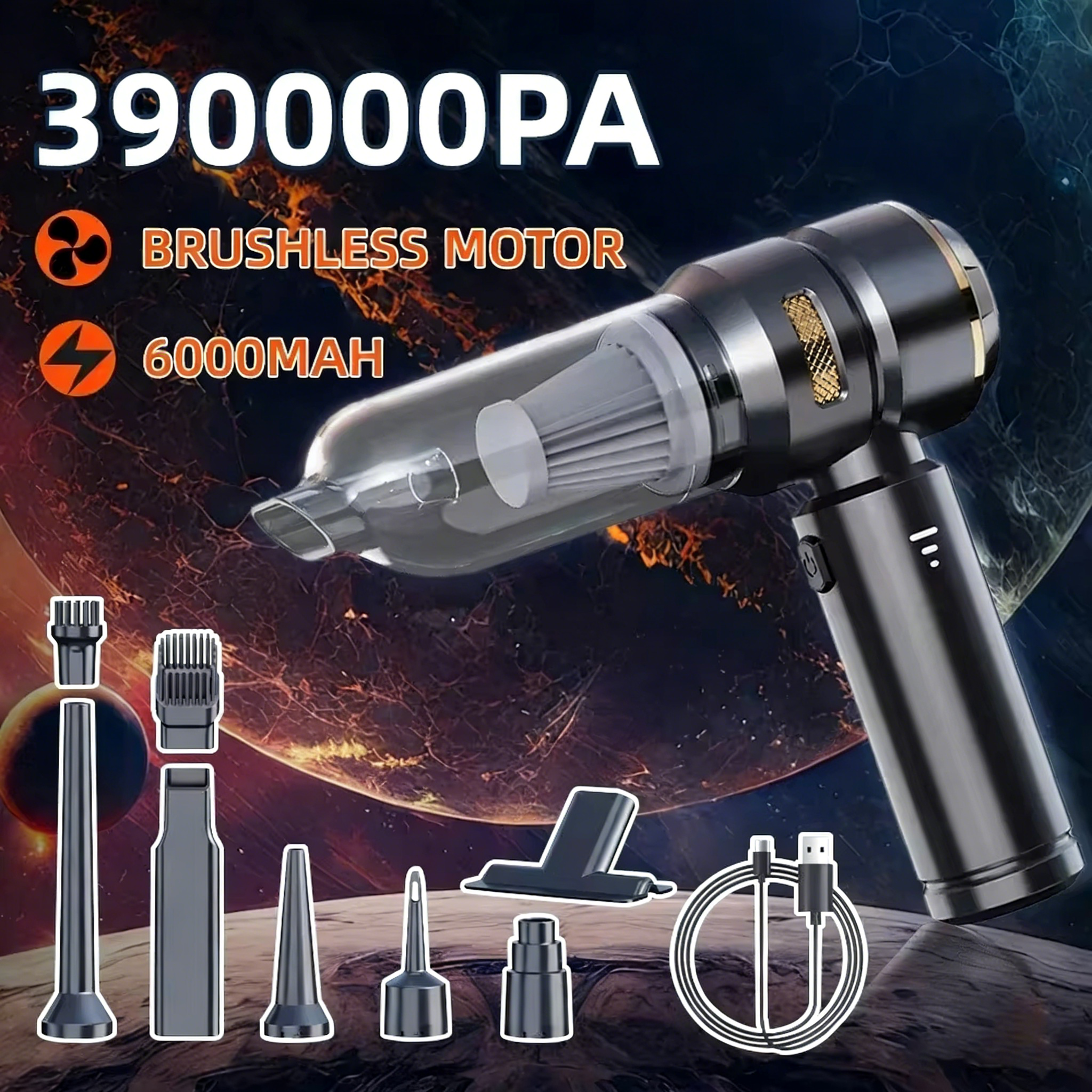 Aspiradora de Coche Portátil de Alta Potencia, Inalámbrica, con Motor sin Escobillas, Potente Soplador de Aire para Electrodomésticos del Hogar