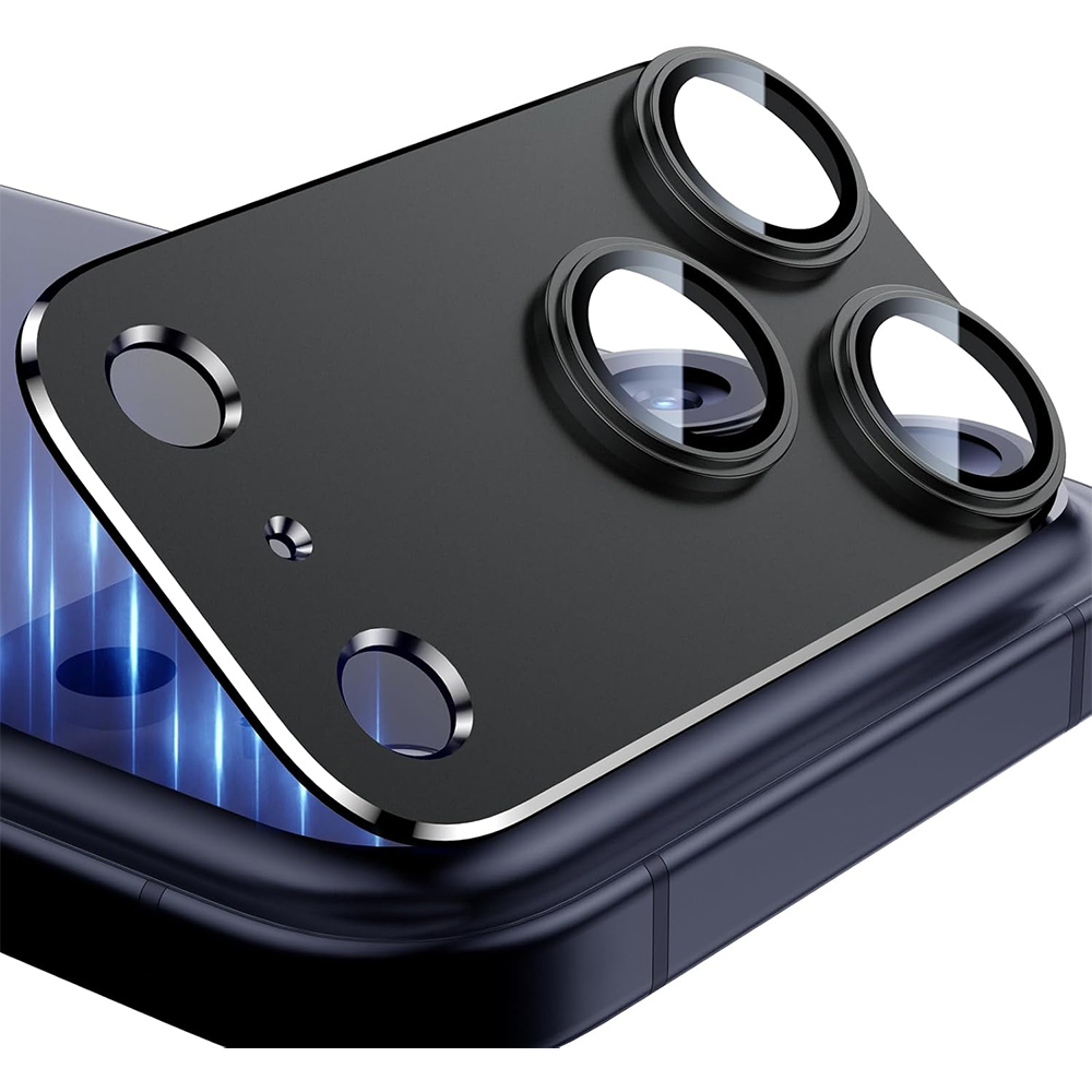 メタルガラスカメラレンズプロテクターYijカバー iPhone 17 Pro Max、17 Air、17 Plus、17Pro用保護カバー Ziaiスマホアクセサリー ブラック