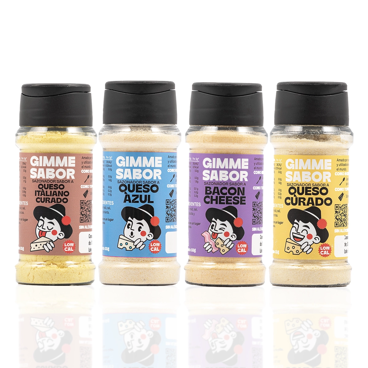 CHEESE LOVERS – Sazonadores Veganos Queso Curado, Parmesano, Queso Azul y Bacon Cheese (4 x 55 g)