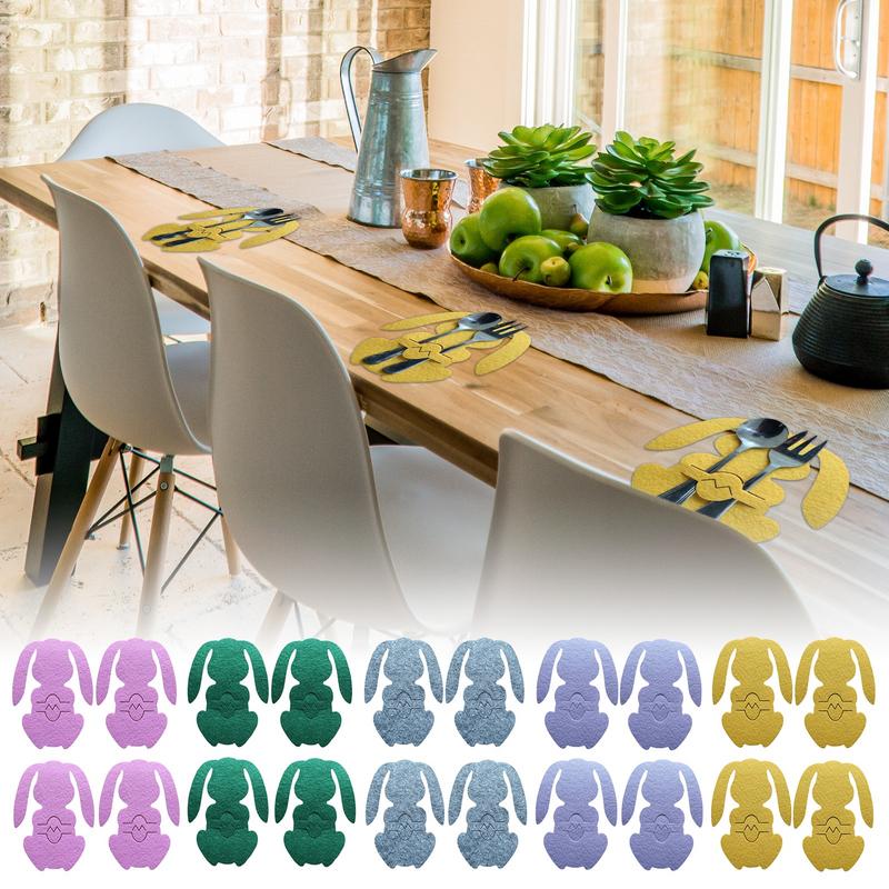 4szt Easter Bunny Tableware Holders Wielokrotnego użytku Rabbit Pattern Knife Fork Bag Kreatywne sztućce na przyjęcie wielkanocne Akcesoria kuchenne