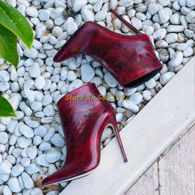 Coccodrillo Stiletto Heeled Zipper Ankle Booties Sexy Pointed Toe Dress Ladies Shoes Slip On Solid Custom Made Spring Shoes