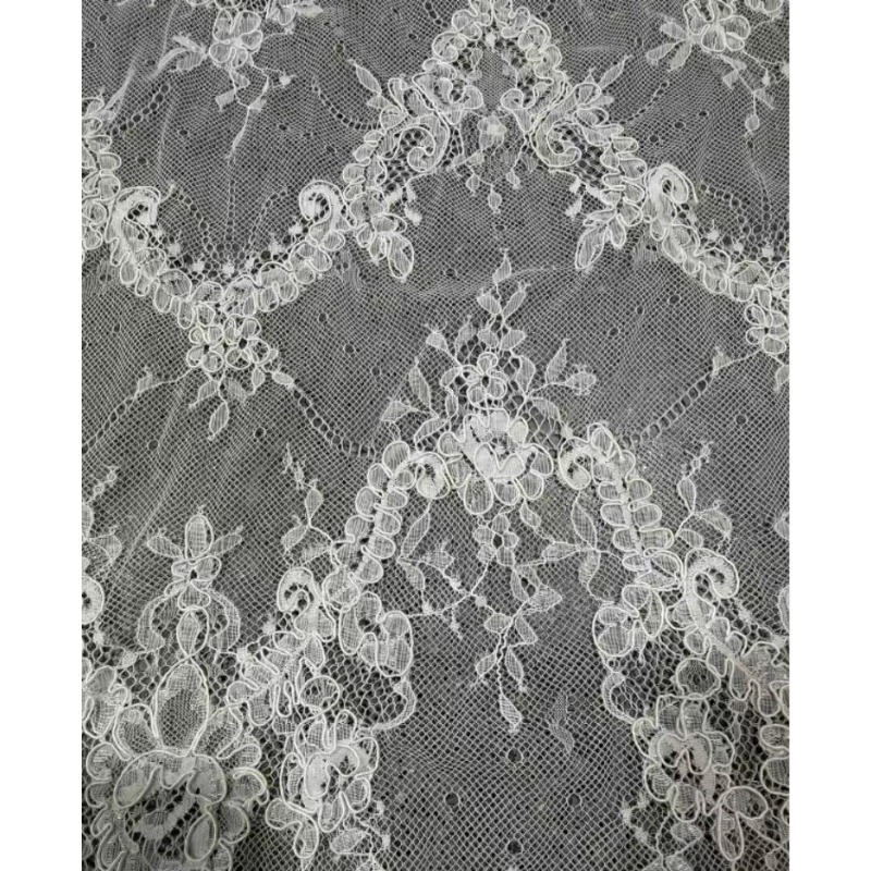 3MX1.5M NEW Handmade Cord Embroidery Eyelash Lace Fabric for Wedding Dress,DIY Sewing White Lace Fabric