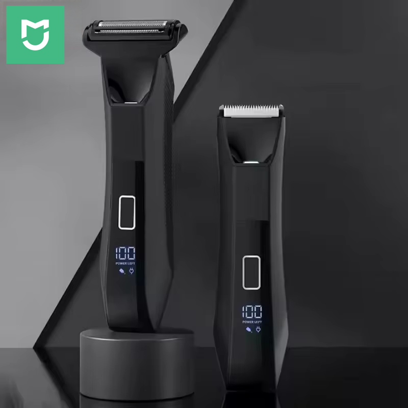 Pemangkas Rambut Wajah & Tubuh Mijia 2 IN 1 Tanpa Rasa Sakit, Pemangkas Bikini Pria, Tahan Air IPX6, Pemangkas Bulu Kemaluan, Alat Cukur Elektrik Isi Ulang