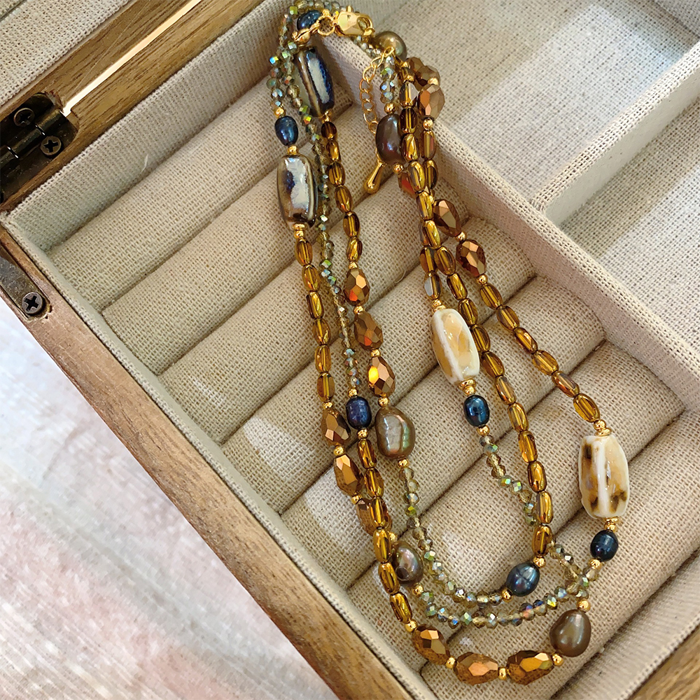Collares de cuentas de piedra Natural para mujer y niña, accesorios de joyería de fiesta, temperamento Senior, regalo de moda
