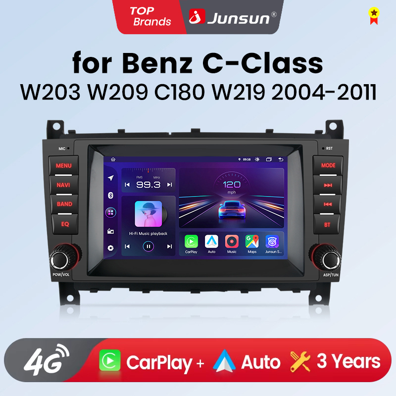 Junsun Android Auto Radio para Mercedes Benz Clase C W203 CL203 CL203 CLK W209 CLS W219 2004-2011 CarPlay coche Multimedia GPS 2din