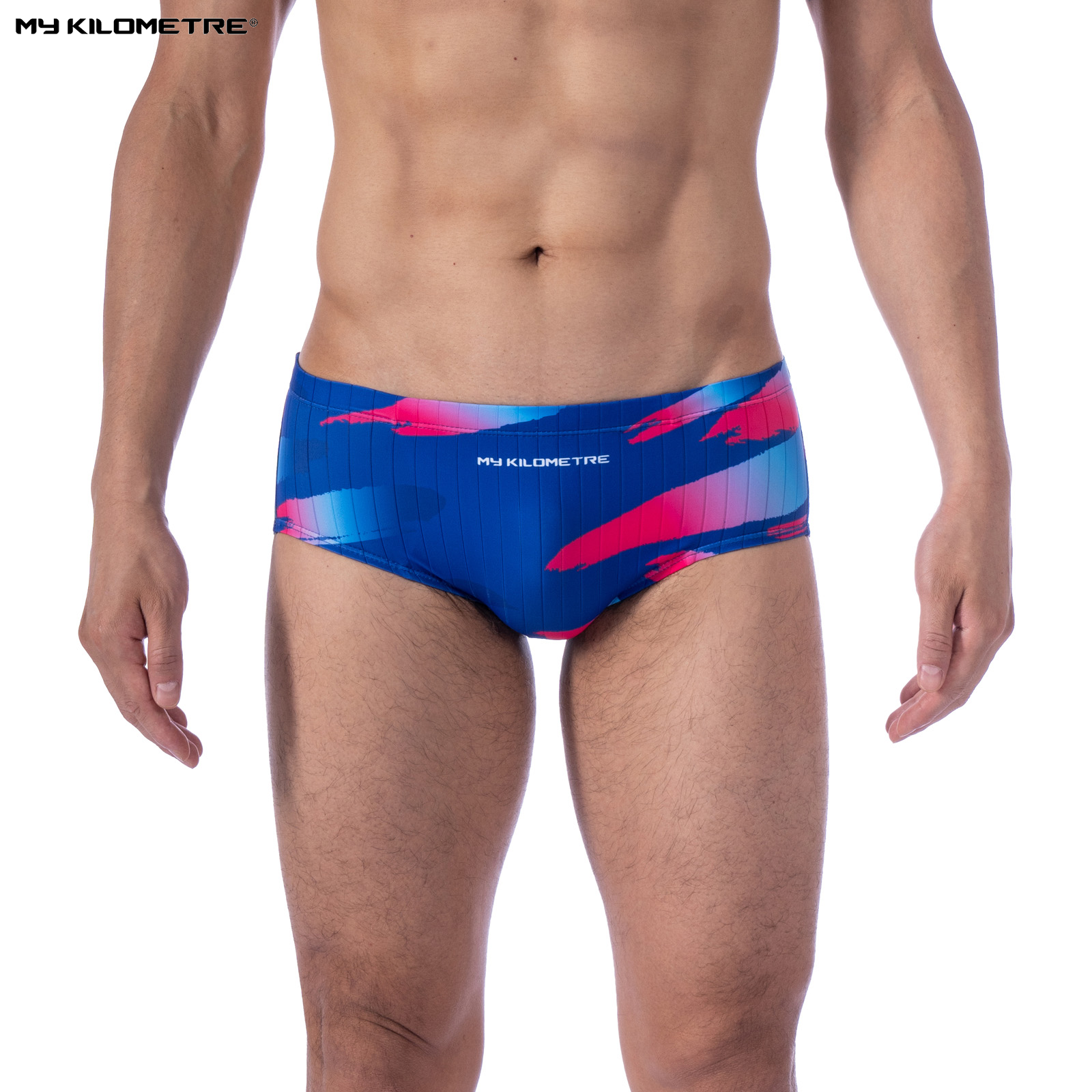 MY KILOMETRE Slip de Bain Homme Imprimé Polyester avec cordon de serrage réglable Baigneurs Hommes Slip de bain Training Competition Slip de natation de course