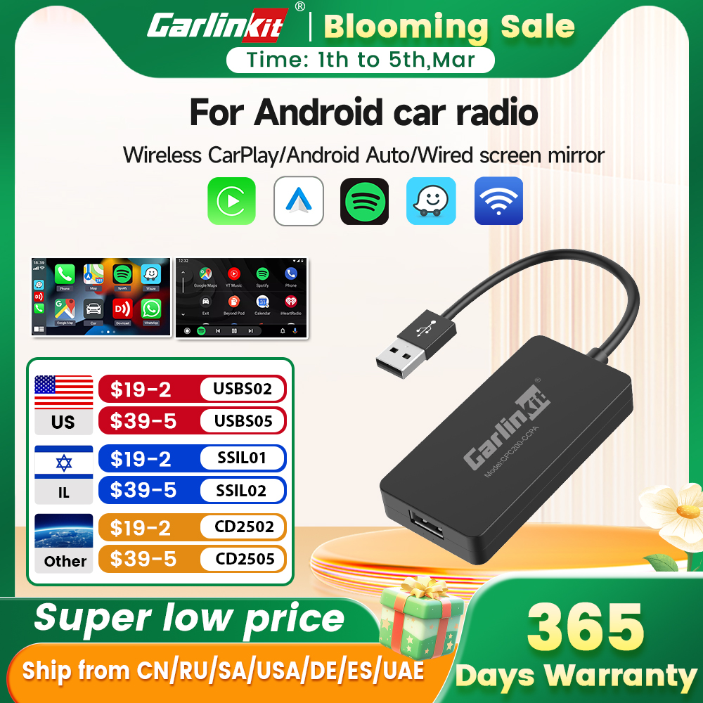 LoadKey y Carlinkit con cable y inalámbrico CarPlay inalámbrico Android Auto Dongle para modificar la pantalla Android coche Ariplay Smart Link IOS15
