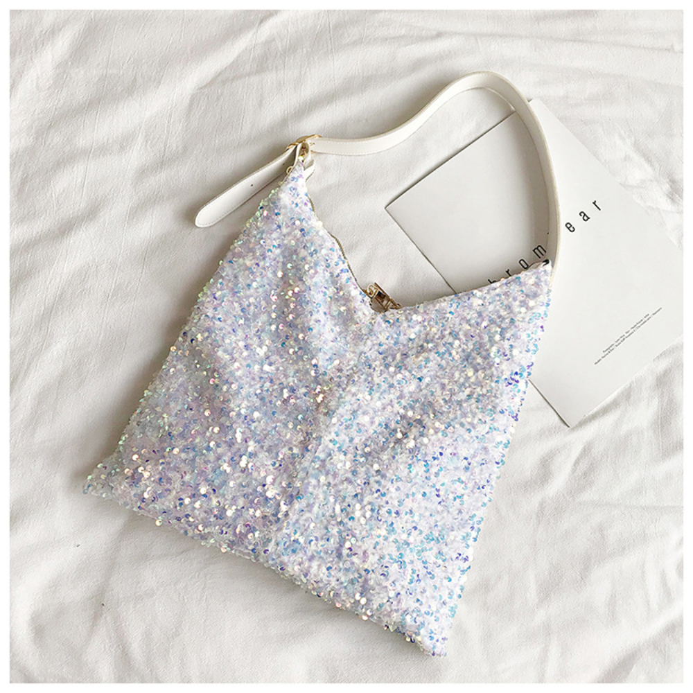 1Pc Vrouwen Meisjes Glitter Pailletten Schoudertas Grote Capaciteit Glanzende Boodschappentas Pouch Reizen Dagelijkse Portemonnee Schoudertas