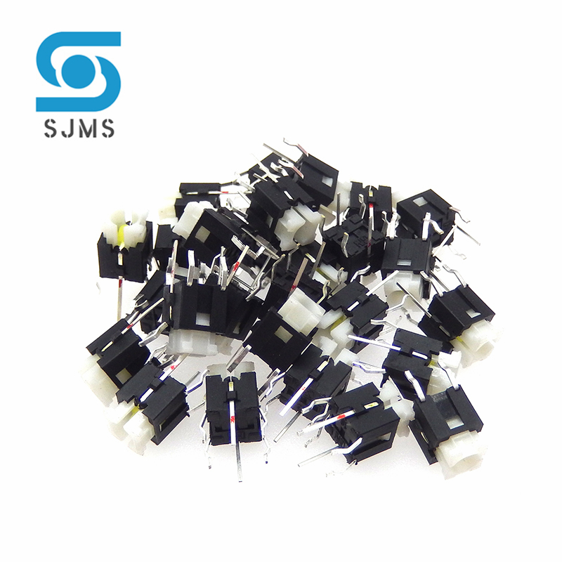 100 sztuk 6*6*8.4mm 6*6mm przez otwór Reset Micro Push Button dotykowy przełącznik chwilowy z LED zielony żółty czerwony biały niebieski światło