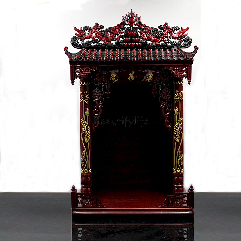 Telhado antigo doméstico tipo montado na parede para colocar o deus da riqueza Guanyin Guan Gong gabinete Guan Erye santuário budista