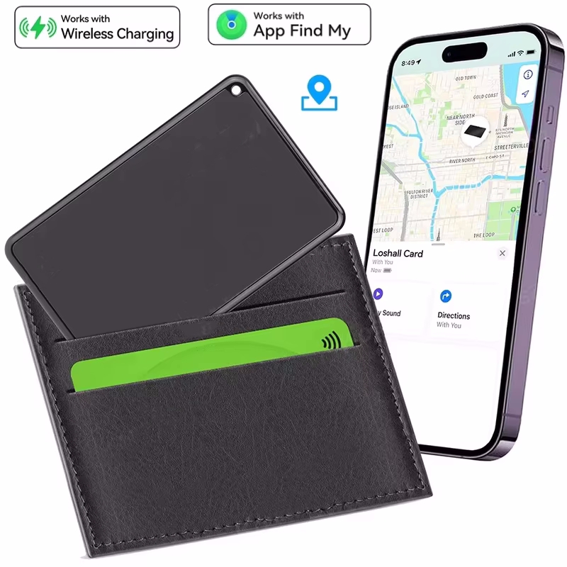 Cartera inteligente resistente al agua, ubicación de tarjeta de seguimiento, billetera de carga inalámbrica, buscador de teléfono, dispositivo de seguimiento, funciona para IOS Find My Tracker