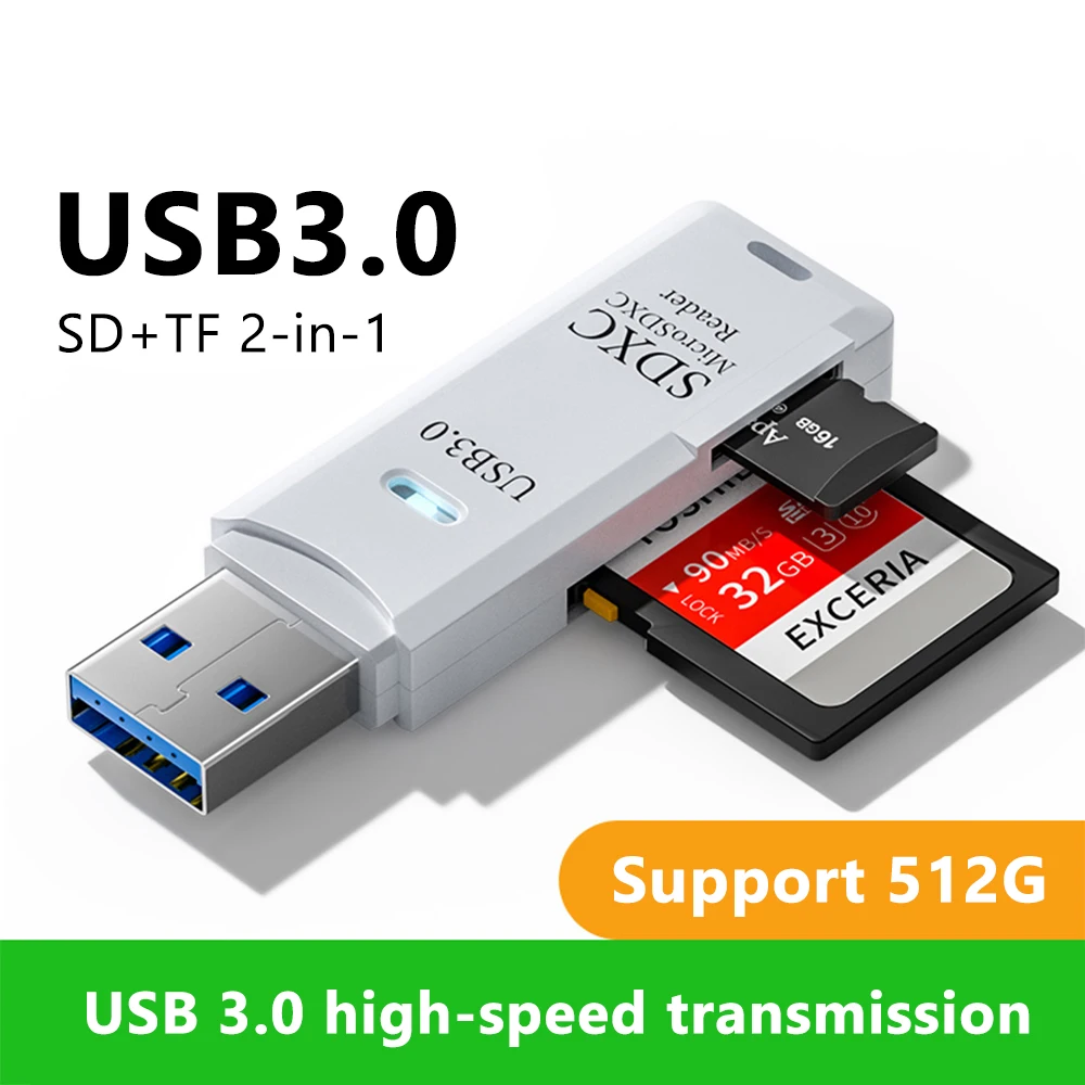 2 in 1 USB 3.0/2.0 Card Reader MicroSd TF Card Memory Reader High Speed For PC Laptops Accessories SD Card Reader Adapter