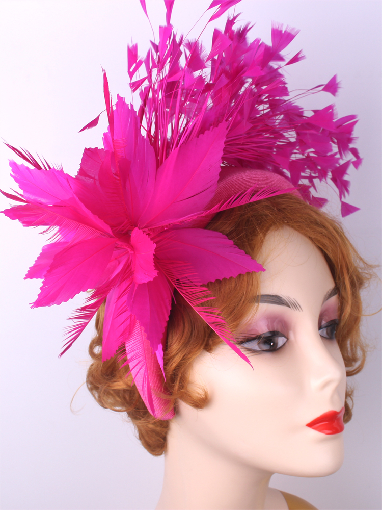 Moda festa pena acessórios de cabelo igreja bandana derby chapéu casamento cocktail floral fita acessórios para o cabelo chapéu feminino