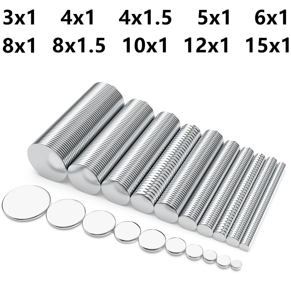3x1/4x1/5x1/6x1/8x1/10x1/12x1/15x1mm N35 imán de neodimio imán redondo permanente NdFeB disco imane magnético potente súper fuerte