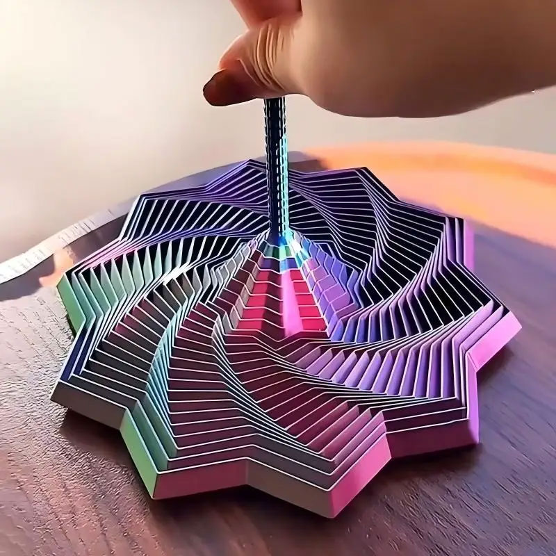 3D Printing Expanded Sensory Fidget Star Model Visual Illusion Hexagon Whirling Spiral Ornaments Stress Relief Board Game
