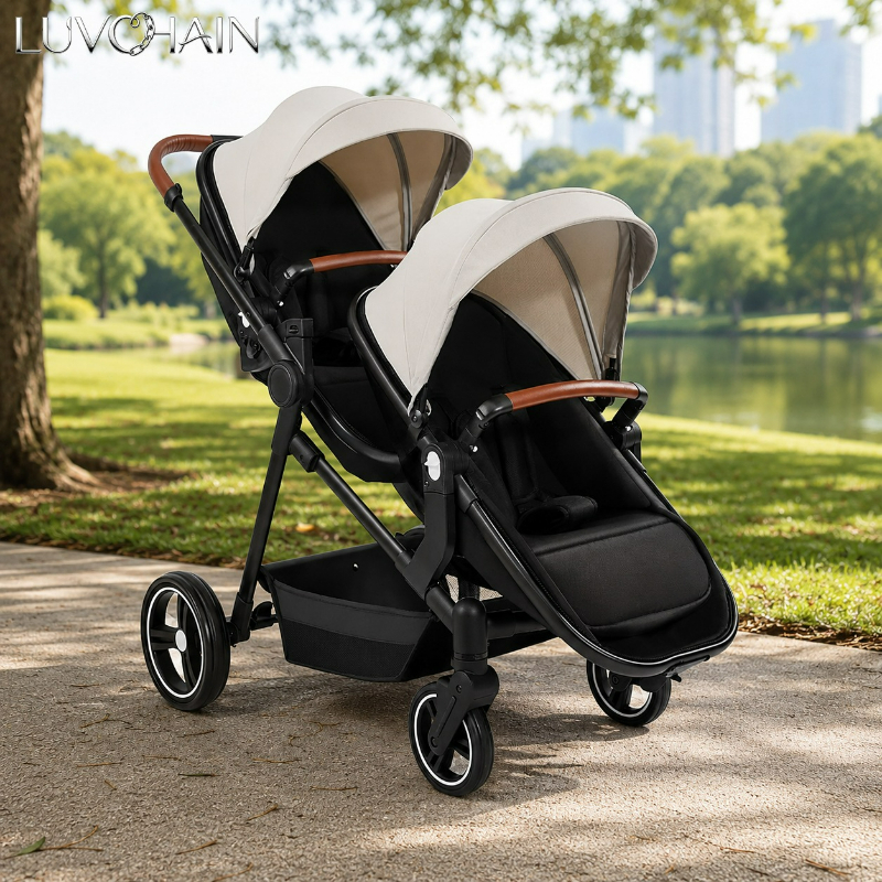 Portable Twin Multifunctional Stroller Lightweight Twin Stroller Foldable Double Seat Stroller