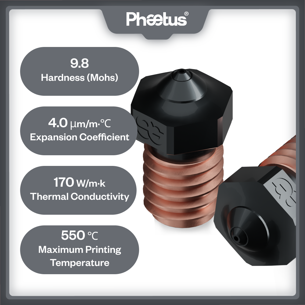 Phaetus trwała dysza z węglika krzemu V6 1,75 mm do drukarek 3D Akcesoria Dysze M6 Prusa Voron VzBoT Hotend