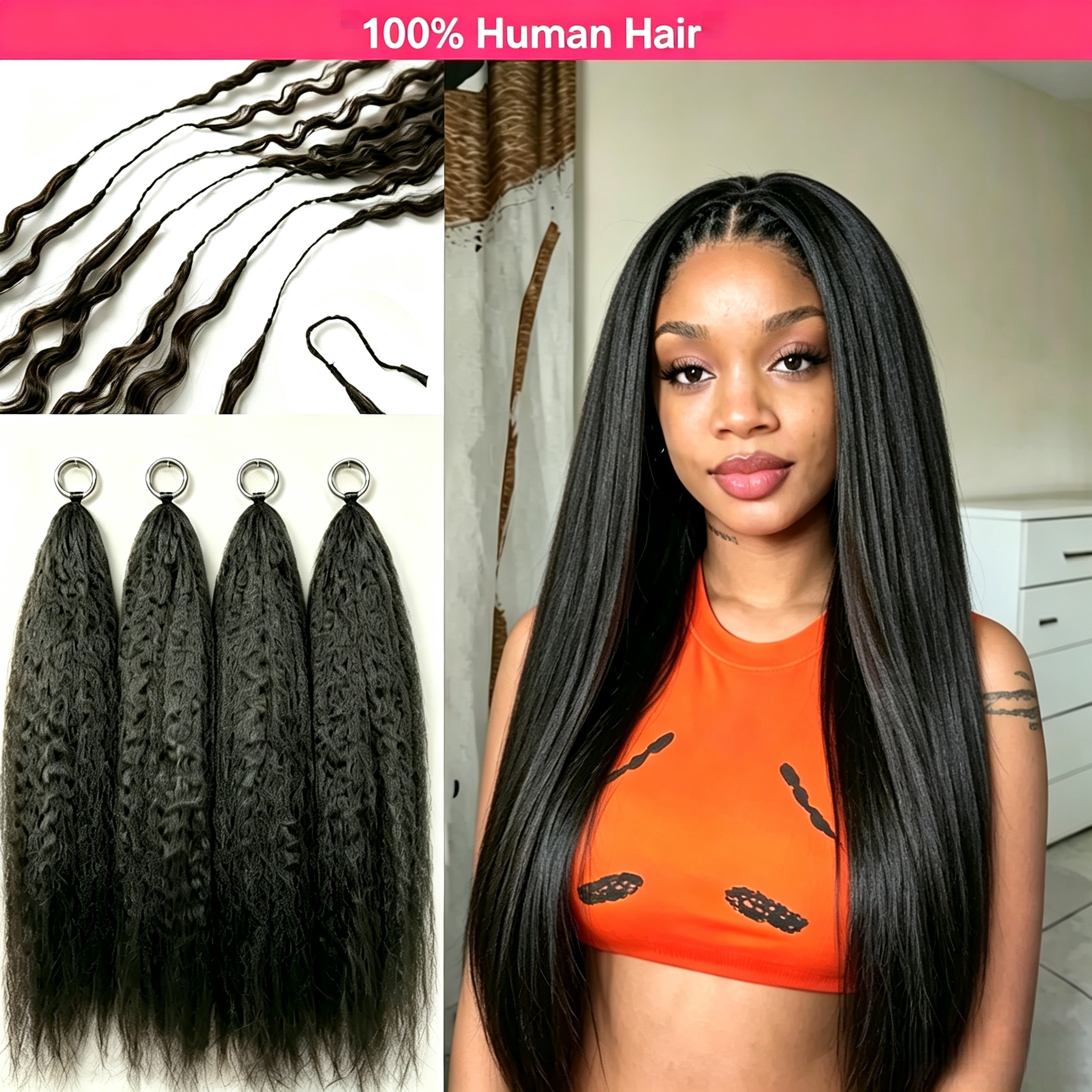 Frizira 300g Kinky Straight Feather Crochet 100% Human Hair Extension Pre Separated Knotless Crochet Hair Bundles For Reusable Boho Braids