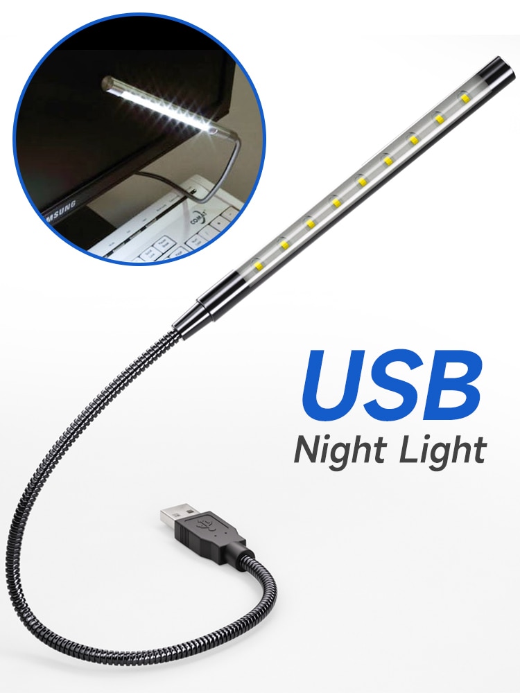 USB LED-boeklamp USB-aangedreven metaal Materiaal 10 LED flexibele nachtlamp voor laptop PC Computer Notebook Boek Leeslampen