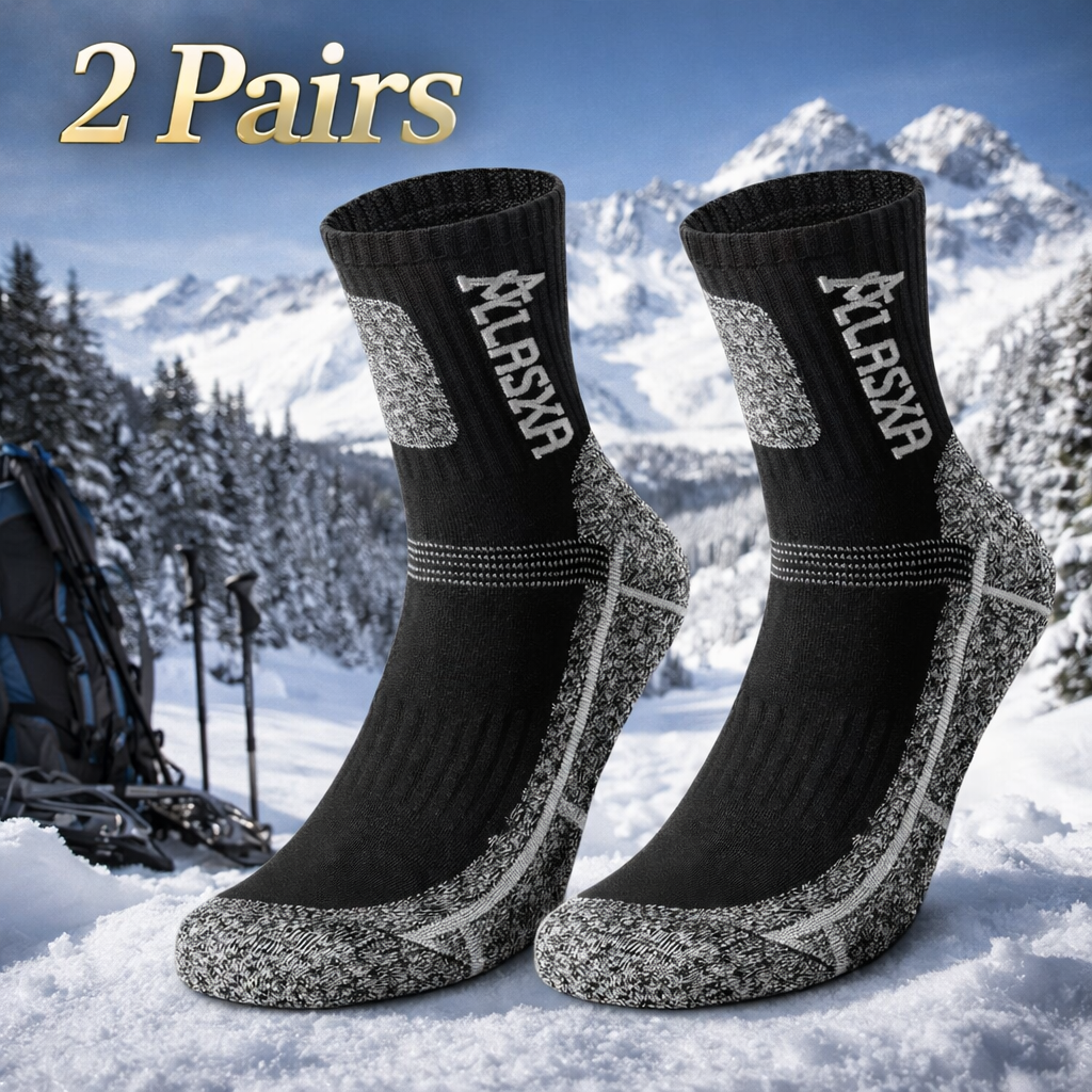2 paires de chaussettes thermiques d'hiver pour hommes, chaussettes de sport, chaussettes de cyclisme, de course, de randonnée, de ski, respirantes, professionnelles, chaussettes mi-hautes