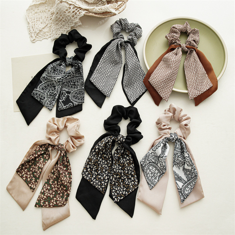 Mode Bloemen Haarbanden Meisjes Boog Scrunchies Koreaanse Paardenstaart dubbeldeks Sjaal Haarbanden Haaraccessoires Haarband Party Gift