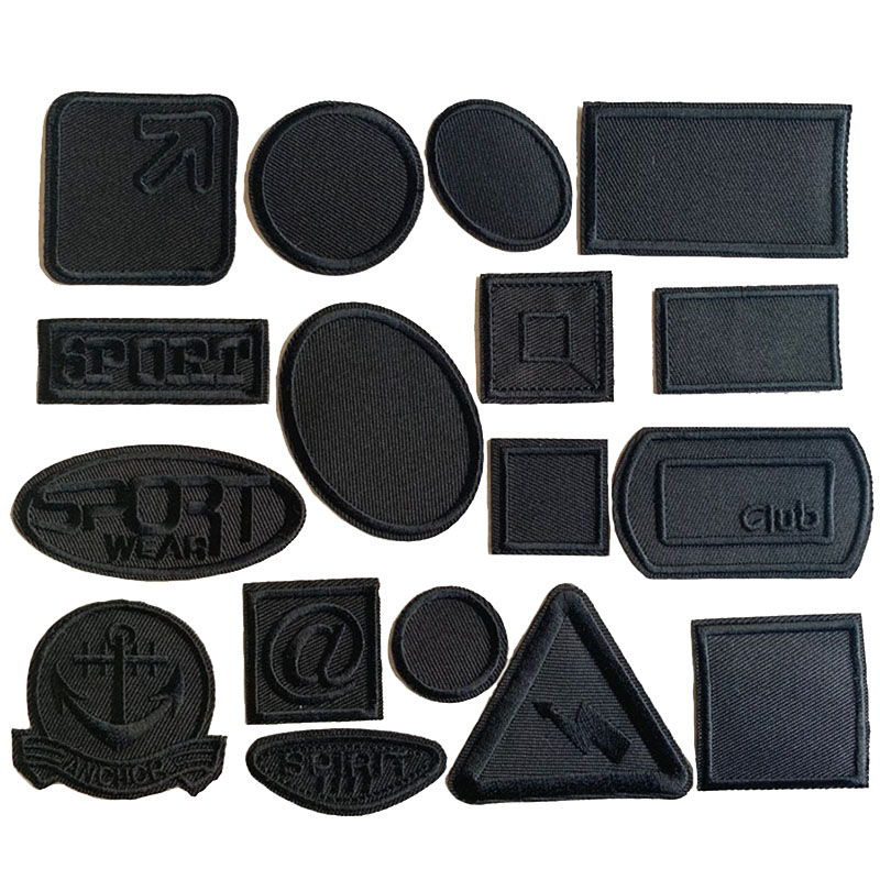 5 stuks zwarte borduurpatch ronde vierkante anker sportpatroon opstrijkbare patches voor kleding applique DIY badges decoratief